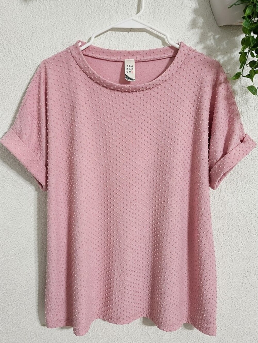 Textured Pink Short Sleeve Top